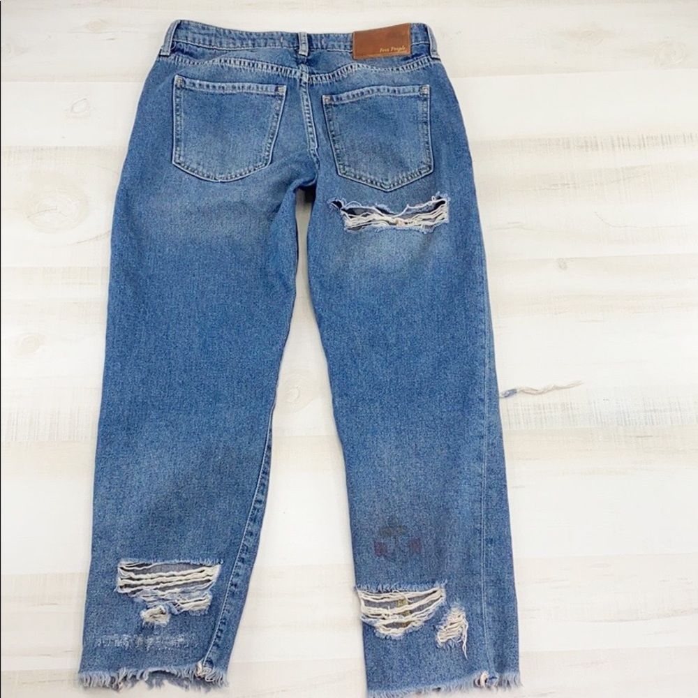 FREE PEOPLE Tattooed Print Ripped Boyfriend Jean - Picture 4 of 16